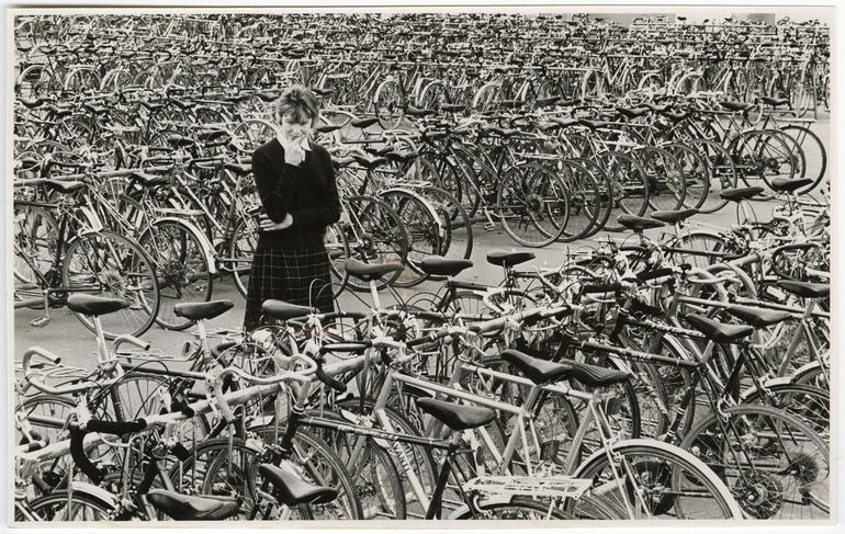 Image: Pupil at Burnside High School with bicycles