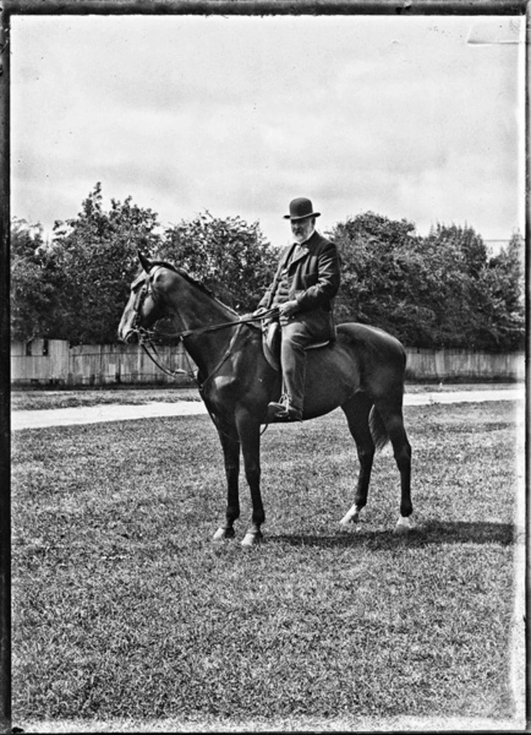 Image: Man riding a horse in Hagley Park