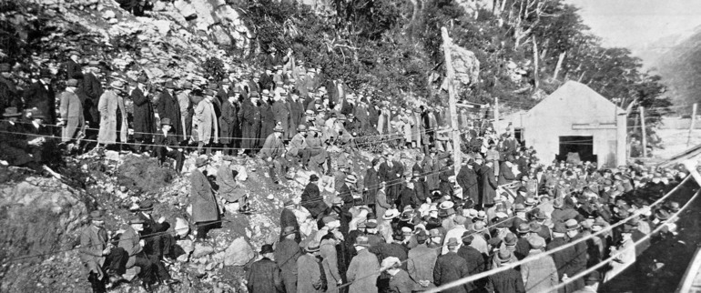 Image: Assembled for the speech making: Sir William Fraser speaking