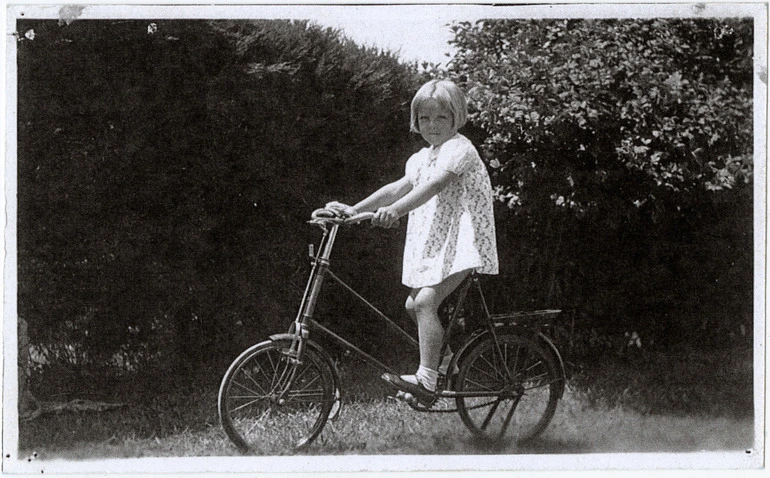 Image: Connie Macefield on a bicycle
