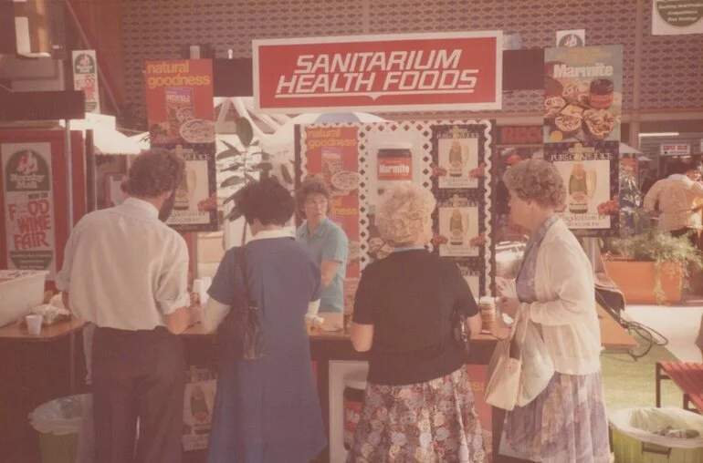 Image: Customers at a Sanitarium Health Foods stall