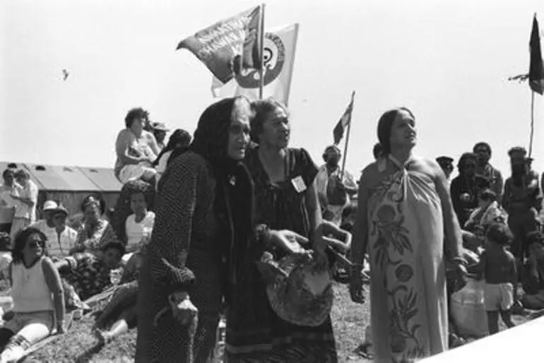 Image: Whina Cooper, Eva Rickard and Titewhai Harawira, Waitangi