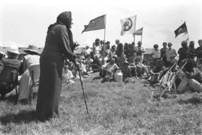 Image: Whina Cooper speaking at Waitangi