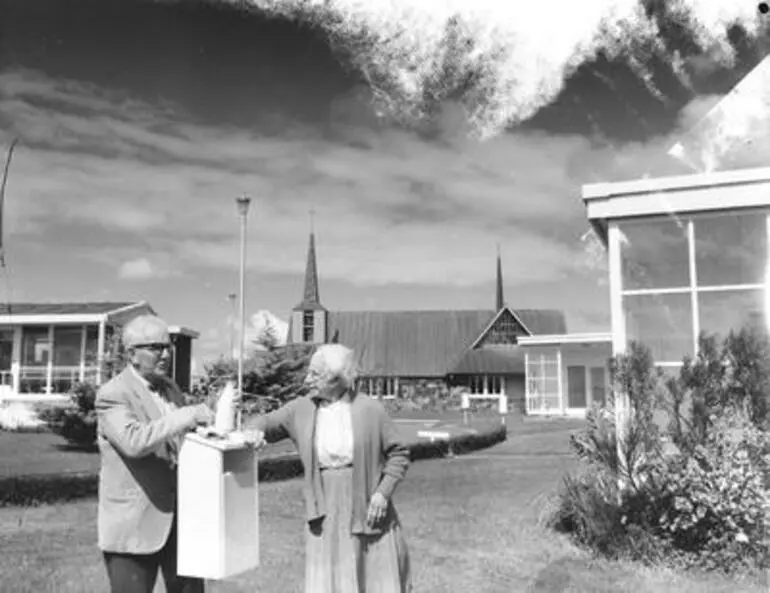 Image: [NZ Accommodation - Old Peoples Homes. Selwyn Village. �This is NZ. What�s the latest Selwyn Village� (Glass milk bottle)]