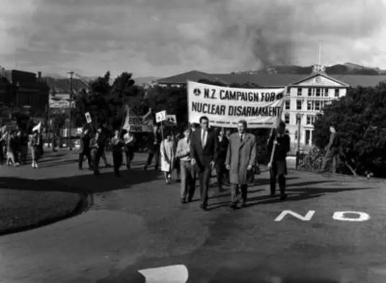 Image: Campaign for Nuclear Disarmament parade on Parliament, 1962.