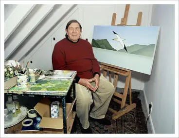 Don Binney at his home studio, Parnell, 2005 Image: Don Binney at his home studio, Parnell, 2005
