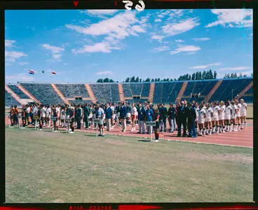 Image: Film Negative: Athletes gather at Queen Elizabeth the second Park, Commonwealth Games