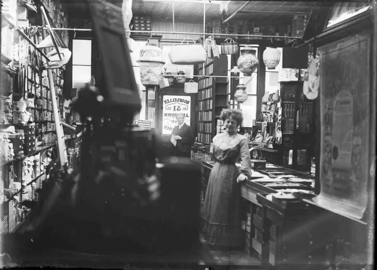 Image: J M Brown Bookseller & Stationer. Shop interior