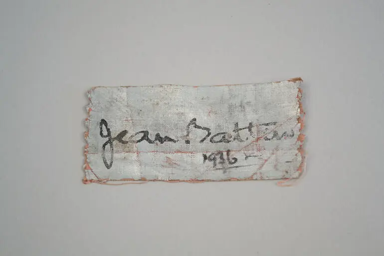 Image: Autographed Souvenir from the wing fabric of  G-ADPR Percival Gull signed by Jean Batten