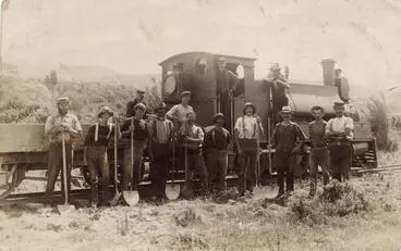 Image: Workmen alongside engine