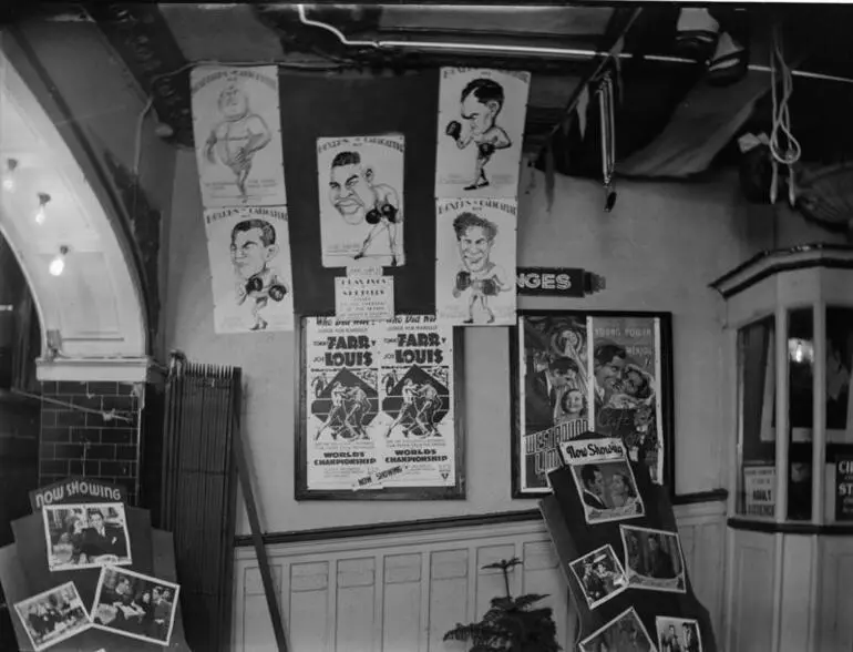 Image: Movie posters in theatre lobby
