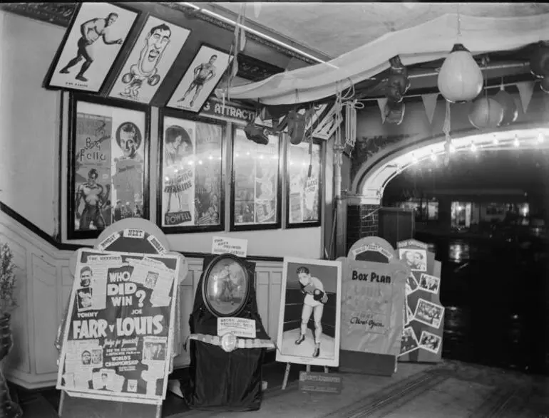 Image: Movie posters in theatre lobby