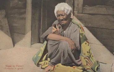Image: Postcard, photograph of a kuia (elderly Māori woman)