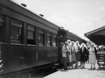 Image: Nurses standing on the platform of the Paekakariki Railway Station