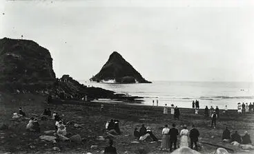 Image: "Blasting Moturoa Island for rock"