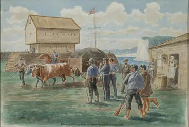 Image: "The original blockhouse Pukearuhe, destroyed by Wetere's war party in 1869"