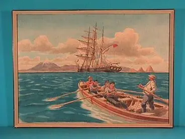 Image: "Dicky Barrett goes aboard an emigrant barque off New Plymouth 1842"