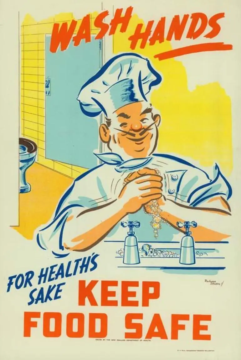 Image: Wash Hands. For Health's Sake Keep Food Safe [poster]