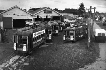 Image: New Plymouth Tramways' tram barns, Fitzroy