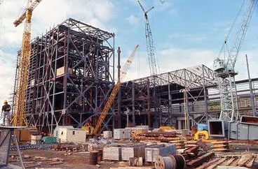 Image: New Plymouth Power Station construction, steel work