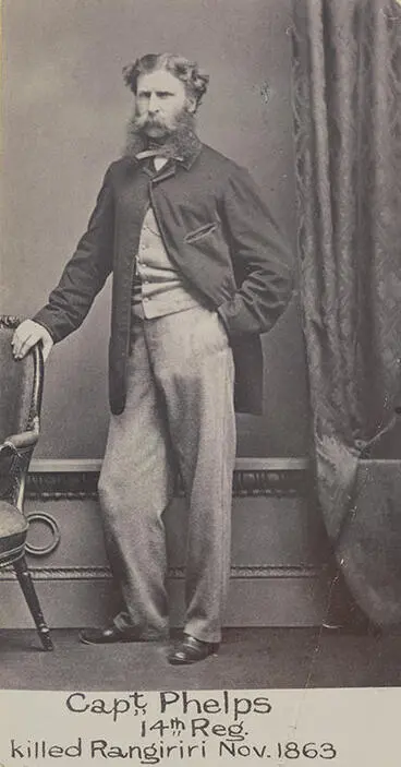"Capt. Phelps, 14th Reg., killed Rangiriri Nov. 1863" Image: "Capt. Phelps, 14th Reg., killed Rangiriri Nov. 1863"
