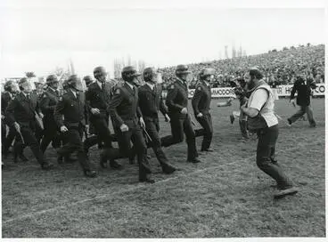 Image: "Riot Squad on rugby field" - 1981 Springbok Tour
