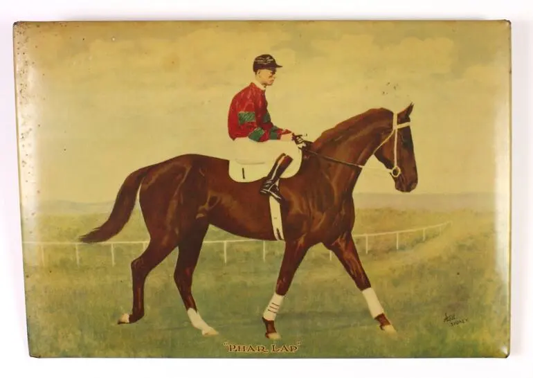 Image: Picture - A.E. Patrick, Phar Lap & Jim Pike, Mounted, 1930s