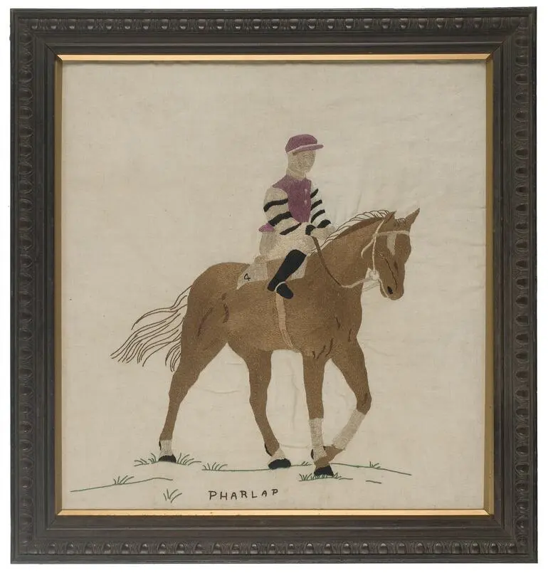 Image: Embroidery - Phar Lap, Framed, 1930s