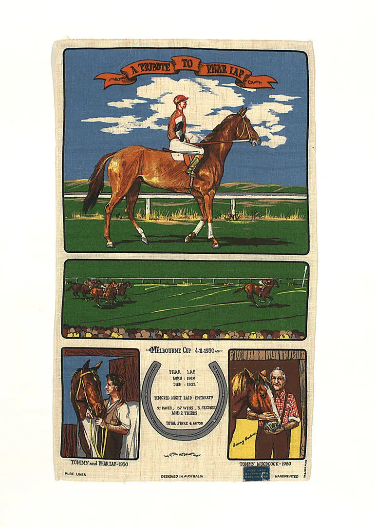 Image: Tea Towel - `A Tribute to Phar Lap', 1986