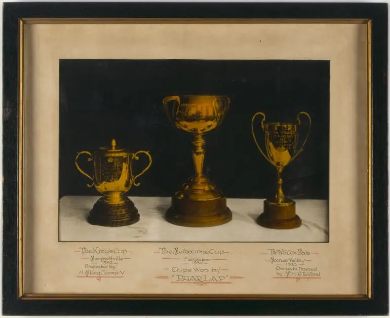 Image: Photograph - Trophies Won by Phar Lap, Framed, 1930