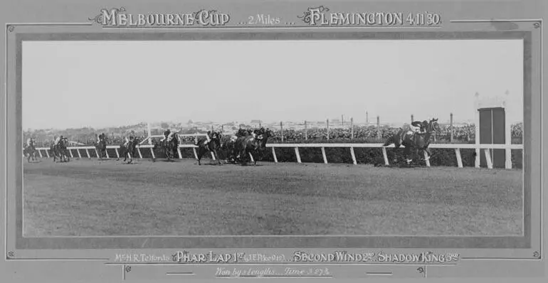 Image: Photograph - Phar Lap Winning Melbourne Cup, Framed, 1930