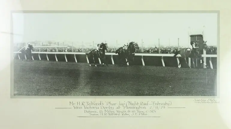 Image: Photograph - Phar Lap Winning Victoria Derby, Framed, 1929