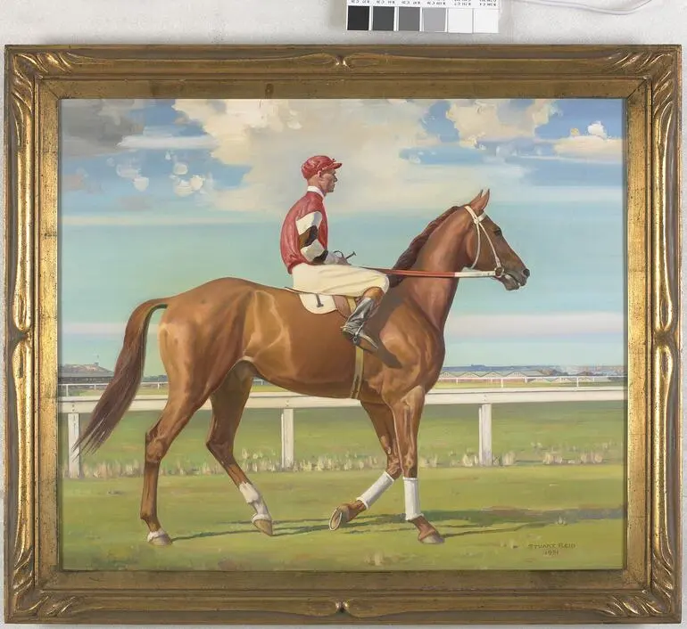 Image: Painting - Stuart Reid, Phar Lap with Jim Pike, Oil, Framed, 1931