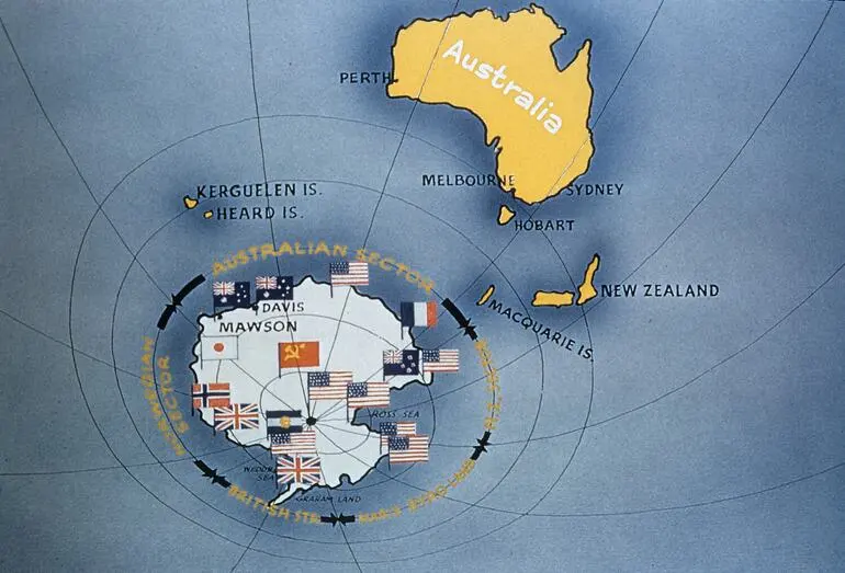 Image: Slide - Map of Nations Claiming Antarctic Territory, Antarctica, circa 1959