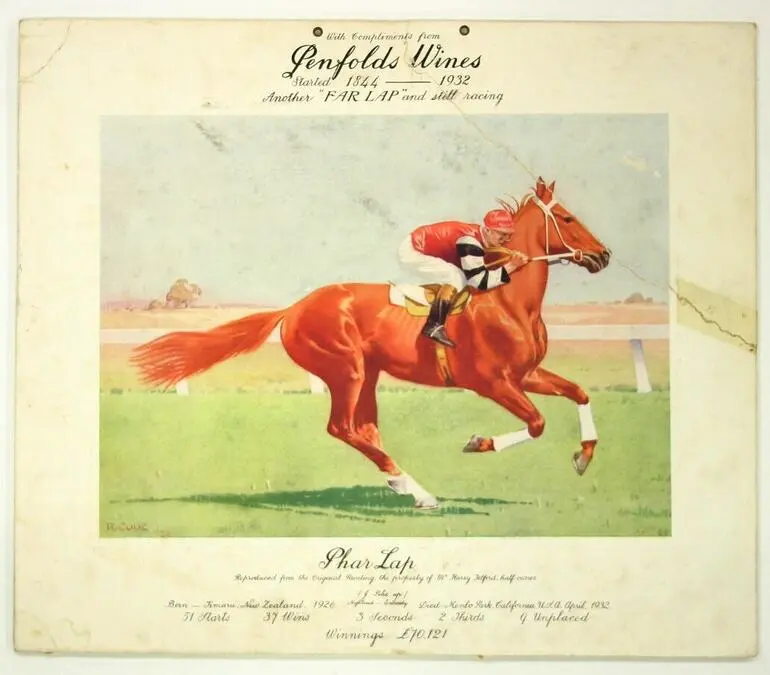 Image: Advertising Print - Penfolds Wines, Phar Lap, 1932