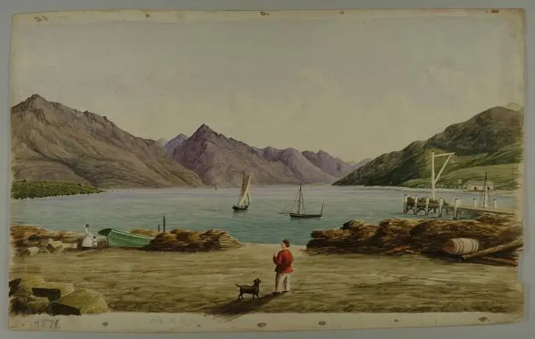 Image: Painting; Lake Wakatipu from Queenstown, 1871