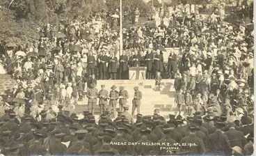 Image: Anzac Day Service on the steps of the Nelson Cathedral, 1916