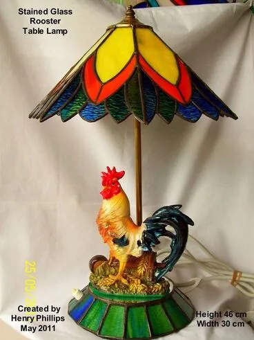 Image: Rooster Stained glass table lamp