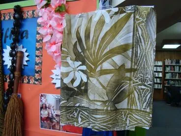 Image: Samoan printed fabric in Levin Library