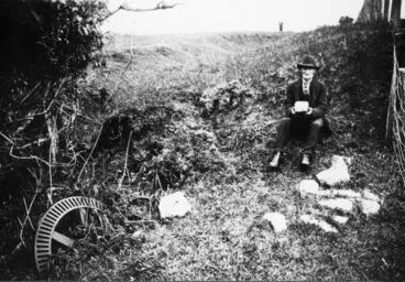 Image: Rod McDonald at site of Maori flour mill at Porotawhao 31 October 1926