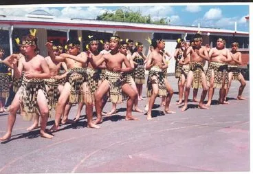 Image: Taitoko Cultural Group performing, with boys at the front