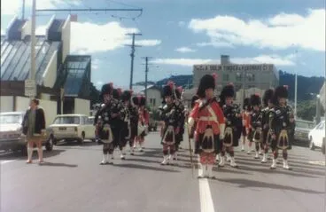 Image: The Levin Pipe Band marching in Petone
