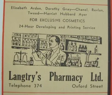 Image: Advert for Lanntry's Pharmacy Ltd - from Wises Levin Map 1950s .JPG