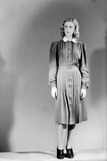 Image: Button-through pleated dress