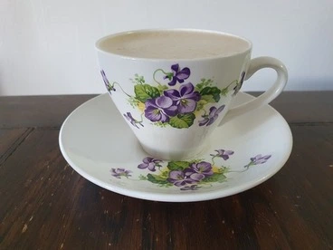 Image: Kelston Potteries Violette cup and saucer