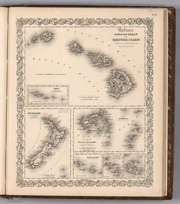 Image: Colton's Hawaiian Group or Sandwich Islands. New Zealand. Feejee Islands. Samoan or Navigation Is. Tonga or Friendly Is. Society Islands. Marquesas or Washington Is. Galapagos Islands.