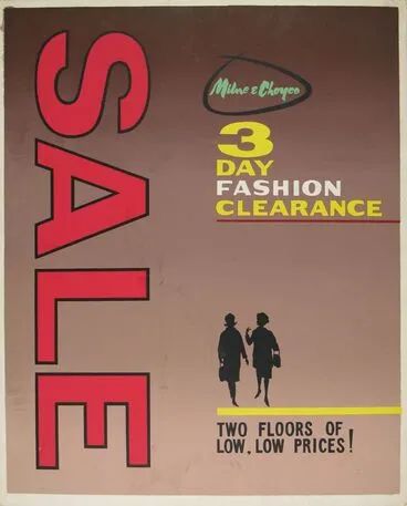 Image: Milne and Choyce advertising poster for a Fashion Clearance Sale