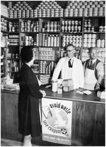 Image: Evans Family Collection: Mrs Evans at the Manawatu Cooperative Society shop