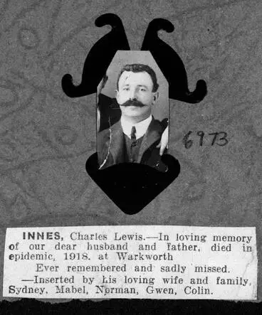 Image: C L Innes & news clipping of death notice