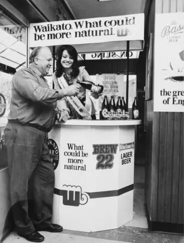 Sampling beer at a Waikato Breweries Waikato Winter Show display Image: Sampling beer at a Waikato Breweries Waikato Winter Show display